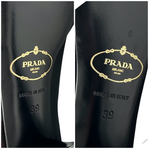 PRADA BLACK PATENT LEATHER POINTED TOE ANKLE STRAP PLATFORM STILETTO HEELS - Picture 16 of 16